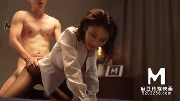 Beautiful Asian secretary Zhou Ning in hot office vignette with sole fetish and BDSM elements